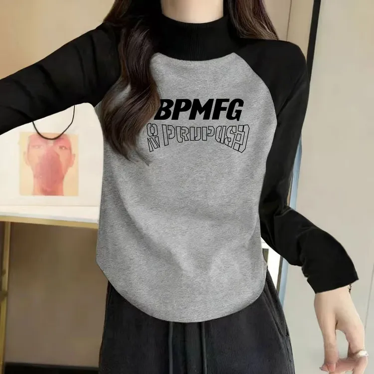 半高领插肩袖德绒打底衫女秋冬圆弧下摆设计感小众小个子显瘦上衣