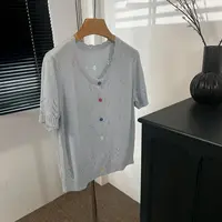 【老头女装定制】 莱赛尔圆领花边彩扣开衫 X-25054