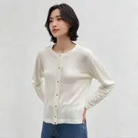 美丽诺羊毛早秋薄款圆领常规休闲百搭针织开衫25090341