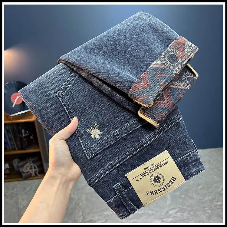 高端牛仔裤男士春季宽松水洗长裤2025新款直筒加厚外穿休闲长裤子