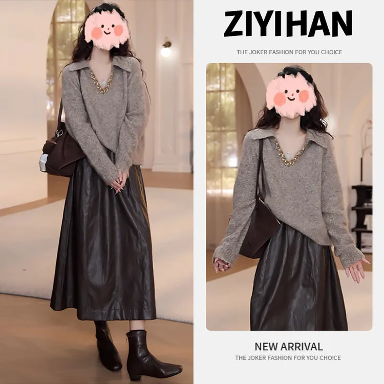 慵懒风时尚套装女春秋季2025新款韩系毛衣针织衫休闲半身裙两件套