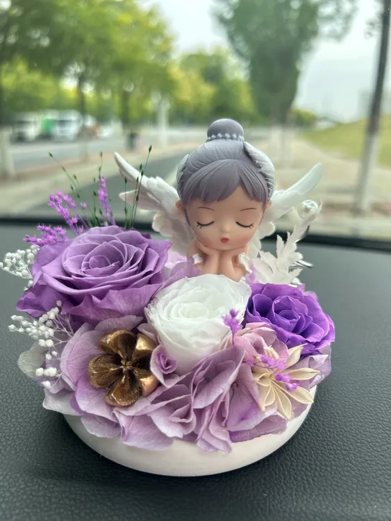 守护天使永生花汽车香薰摆件纯手工制作汽车内饰装饰设计师原创