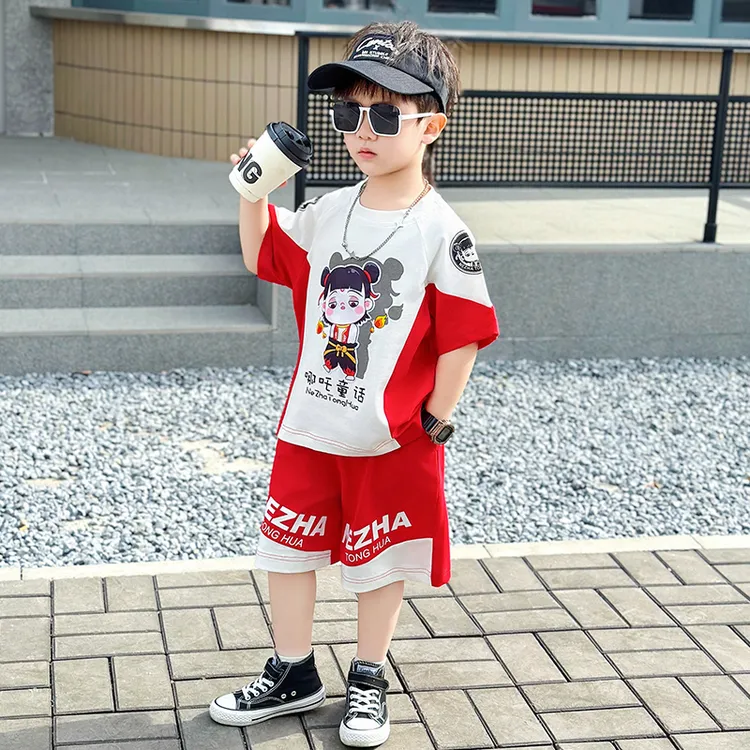 哪吒儿童服装男童夏季套装2025新款儿童男宝孩帅气时髦短袖运动服