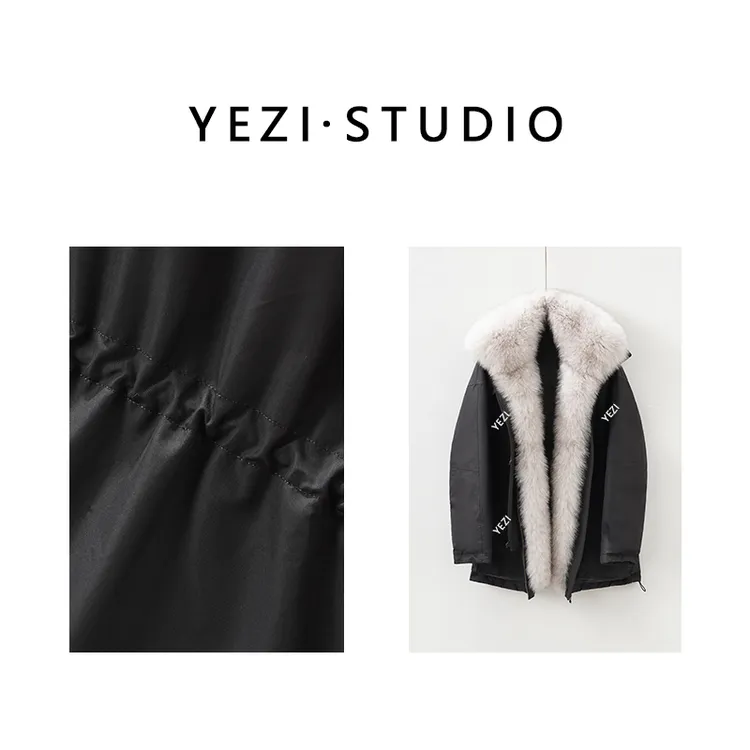 【亨利骑士】韩国進口抗皱90白鹅绒可拆狐狸毛领派克鹅绒服25408077