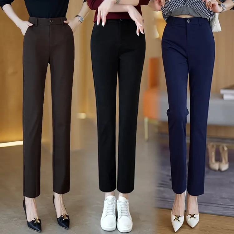奈秀儿秋冬烟管裤子女2025春秋新款显瘦小脚直筒西装加绒女裤3020