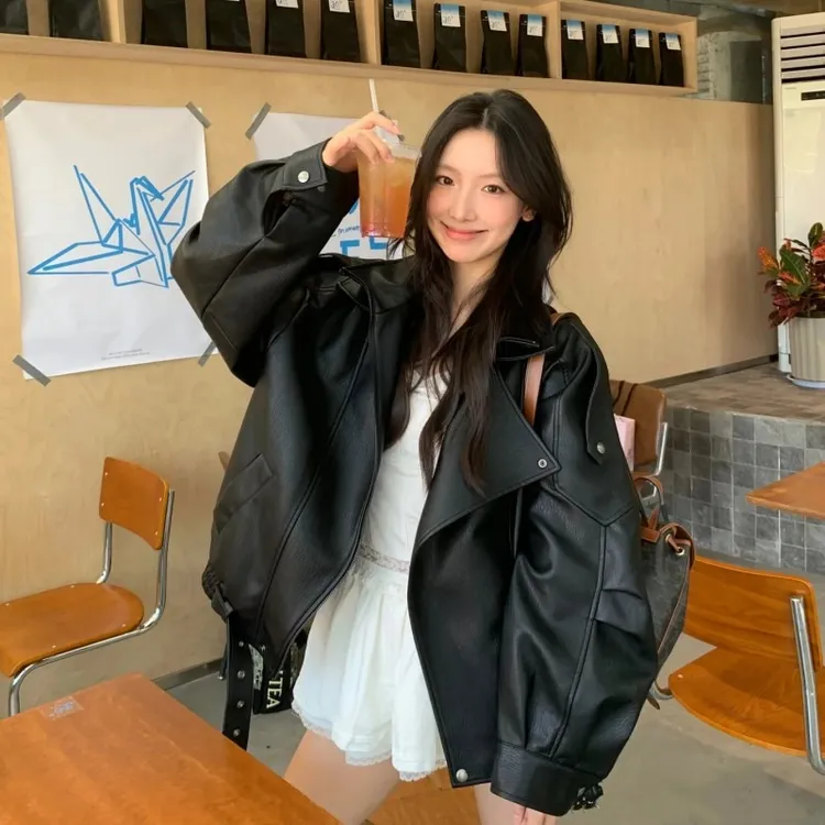 皮衣外套女酷飒风小个子2025超火外套皮衣春季今年流行皮衣高级感