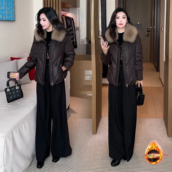 【季颜品牌】冬季新款休闲显瘦时尚气质洋气小个子加绒短外套150