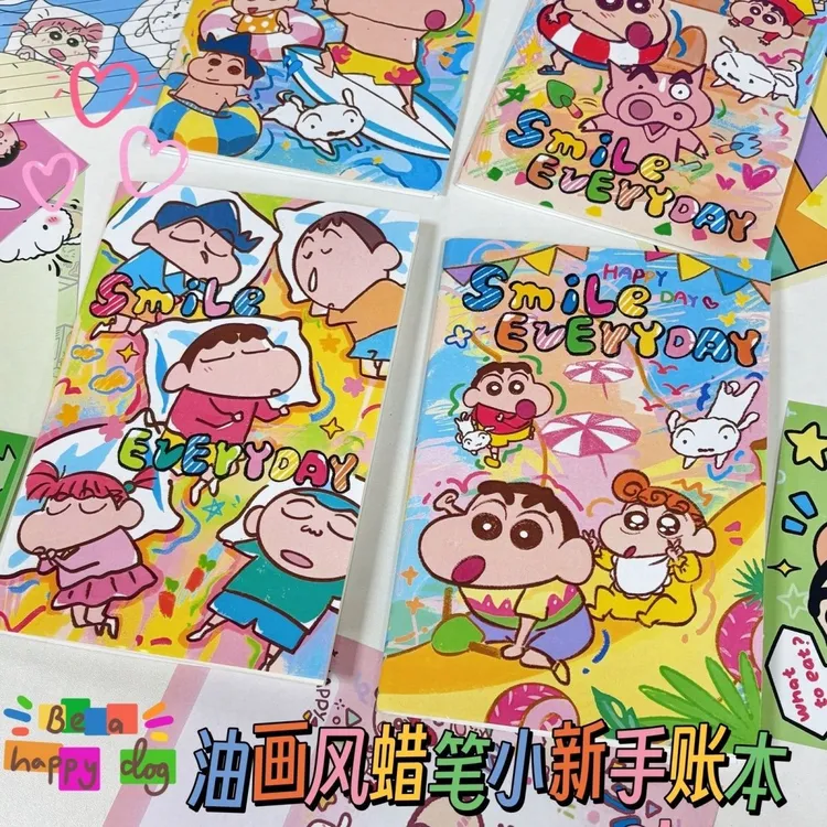 【皮卡】蜡笔小新全彩绘内页手账本笔记本高颜值可爱印花A5记事本