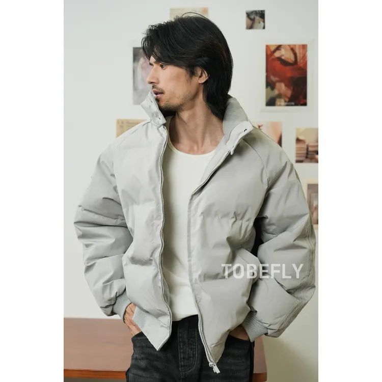 Tobefly美式休闲纯色立领加厚保暖棉服25冬季通勤防寒外套W2119