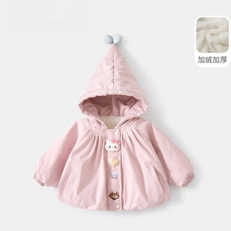女童秋冬棉衣2025新款小女孩洋气可爱连帽棉衣女宝宝加绒棉服外套