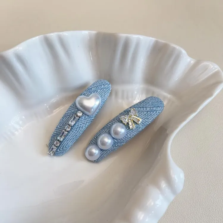 韩国同款轻奢高级感发夹牛仔刘海碎发侧边夹蝴蝶结甜美发卡头饰