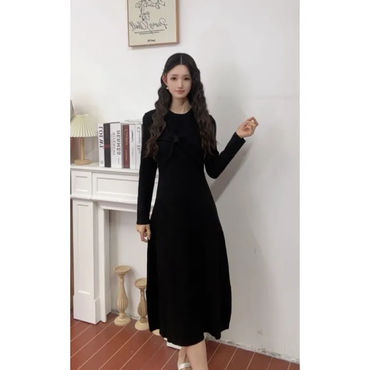 IEF/爱依服2025新款秋季高级时尚优雅气质显瘦百搭毛织连衣长裙