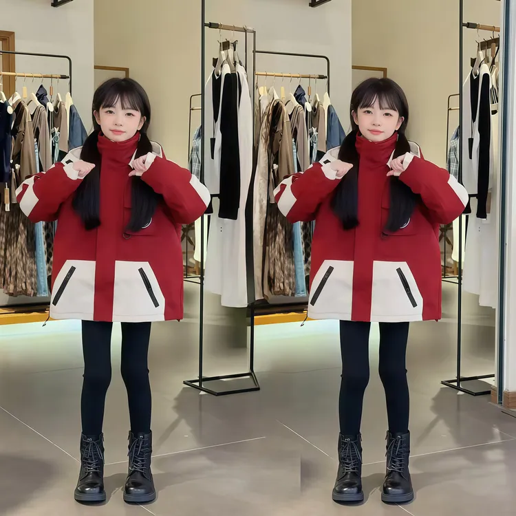 女童秋冬款三合一冲锋衣外套2025新款秋季中大童时髦洋气加厚外套