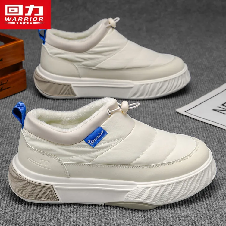 回力男鞋2025冬季新款雪地靴防滑防水一脚蹬加绒加厚防寒保暖棉鞋