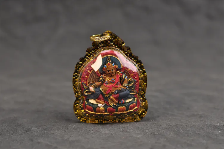 【梵捻造物】纯手工制作红泥手绘上色黄财神亚克力壳子擦擦吊坠