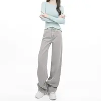 直筒牛仔裤女士2025秋冬新款高腰宽松显瘦欧若风浅色气质轻奢裤子