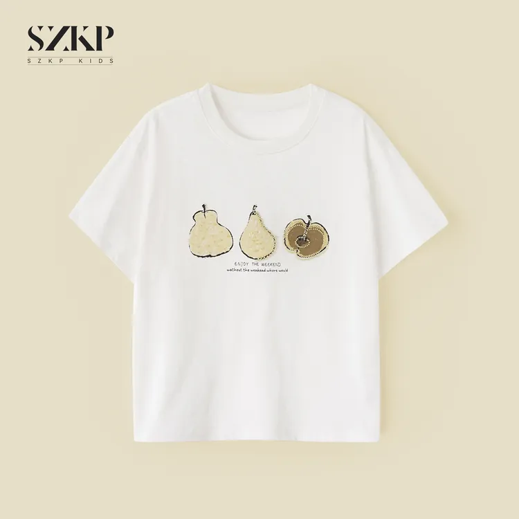 SZKP薄款透气印花t恤女童夏季新款儿童洋气潮款短袖YNYX550914