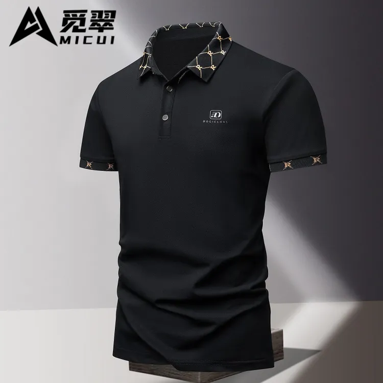 潮流时尚polo衫男士夏季翻领短袖T恤高档薄款商务休闲修身男上衣