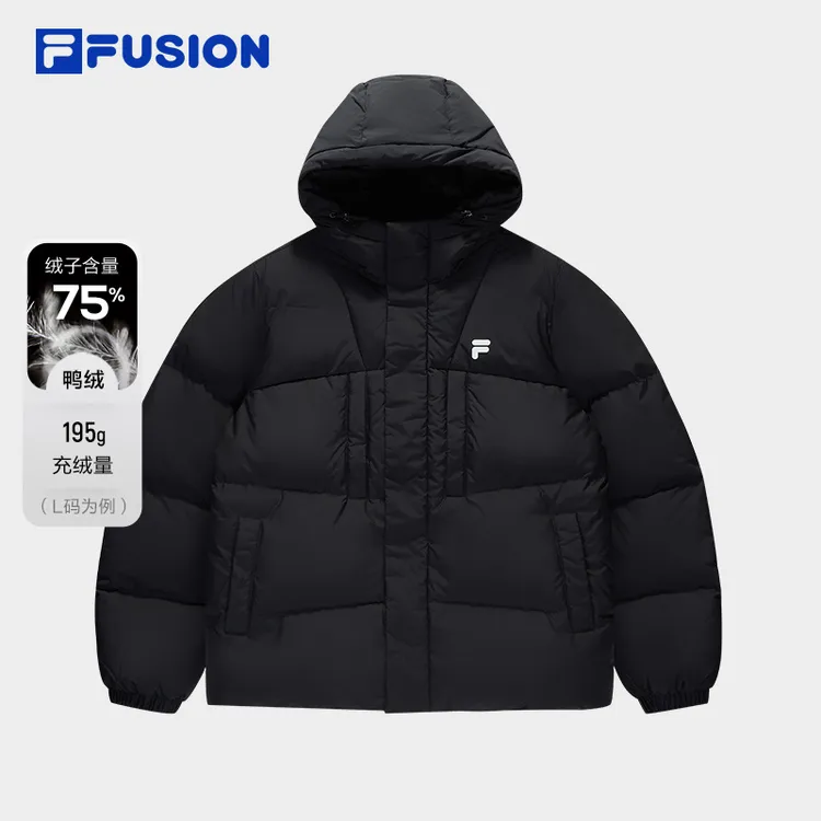 FILA FUSION斐乐潮牌情侣款羽绒服2025冬季新款宽松保暖连帽外套