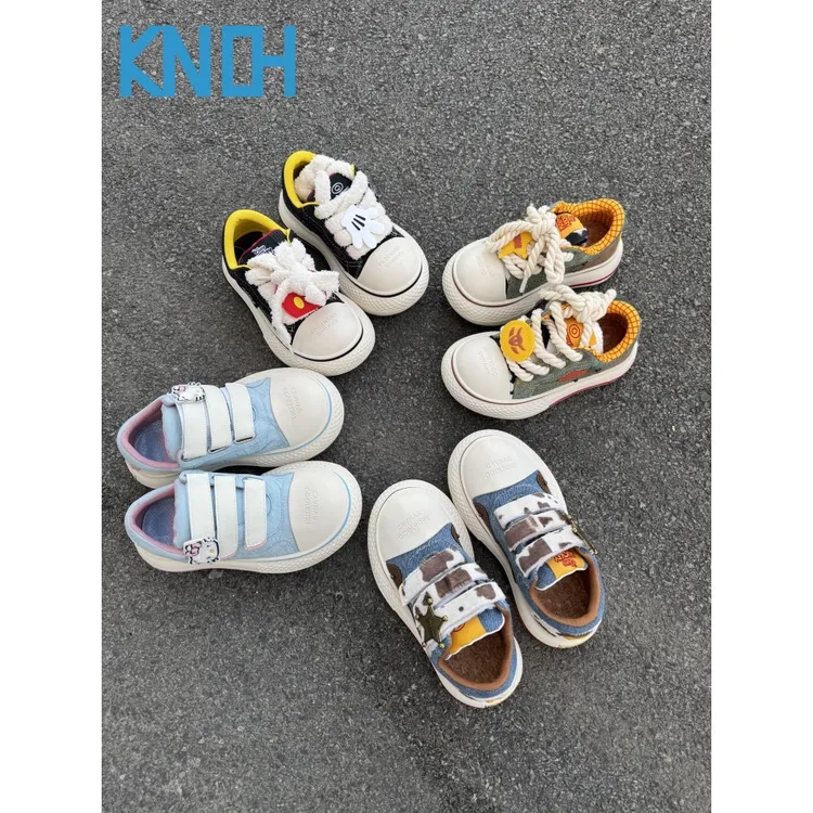 KNOH【明星同款】米奇大头鞋迪士联名休闲时尚厚底增高帆布鞋情人节