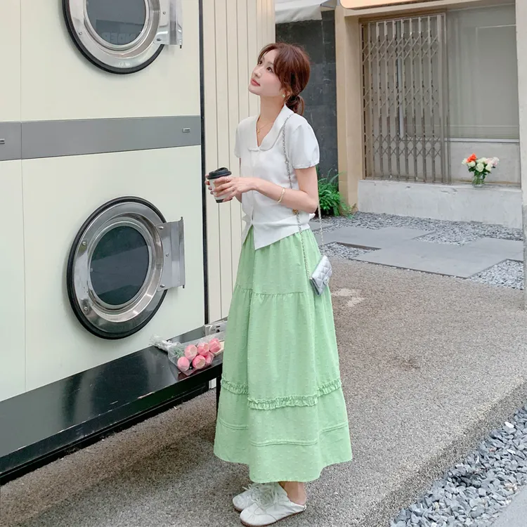 韩系小清新套装裙夏季女2025新款ins风简约设计感超显白两件套潮