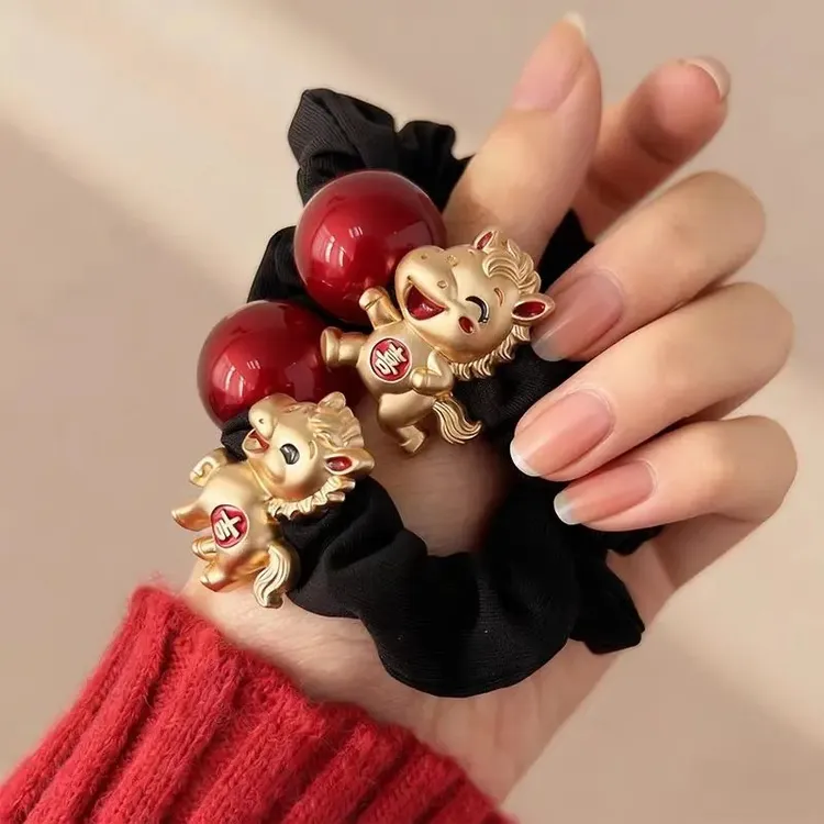 马年喜庆发绳本命年红色珠珠发圈头绳扎头发皮筋2026新款新年发饰