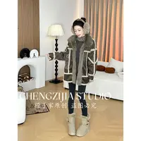 【裴诗婷】WT00121美拉德复古拼接中长款毛毛翻领外套05