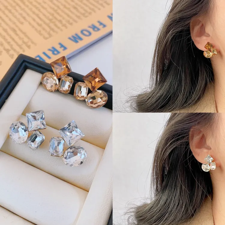 铜合金耳饰 日韩女卡其色时尚耳环ins耳饰复古百搭简约轻奢487