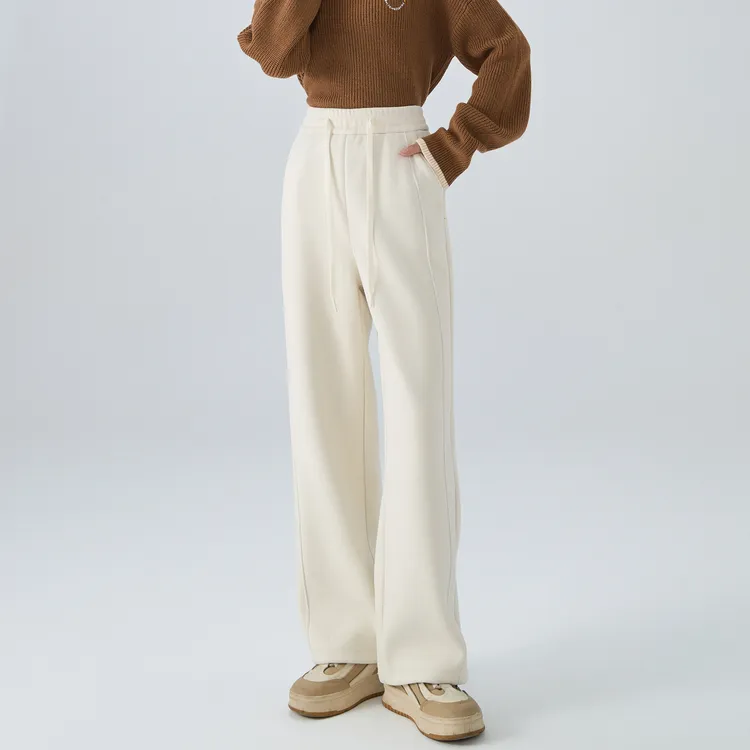 【球球衣橱】【蚕丝羊毛裤】冬季新款女装羊毛蚕丝垂感长裤加绒加厚