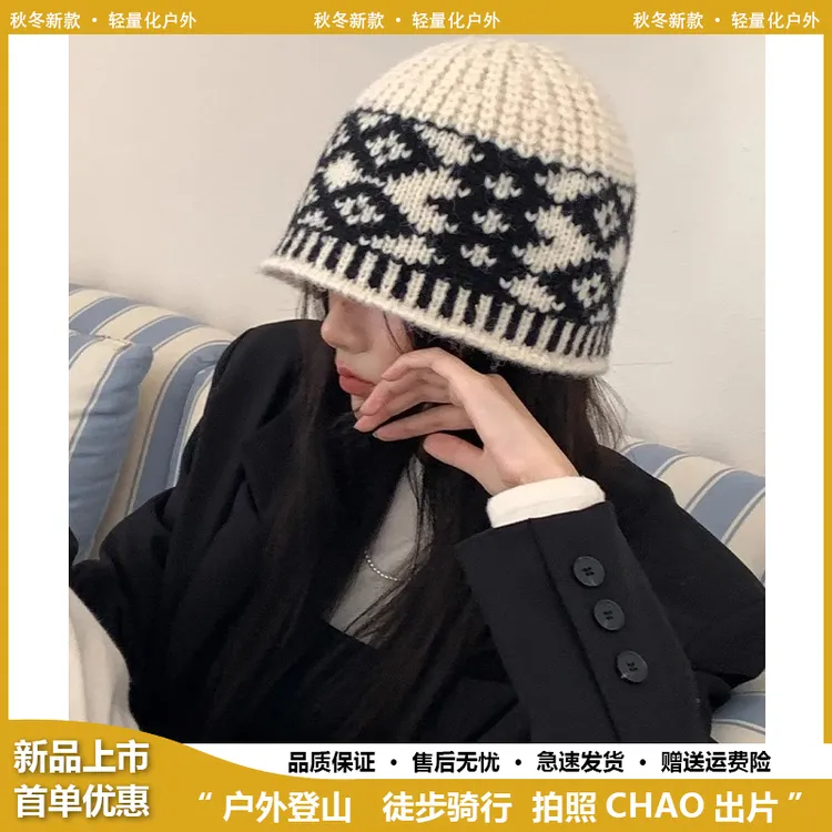 针织冷帽女款秋冬季2025新款韩版显脸小大头围毛线帽保暖防寒帽子