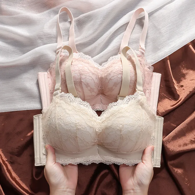 内衣女聚拢文胸不空杯小胸加厚蕾丝上托显大收副乳防下垂文胸罩