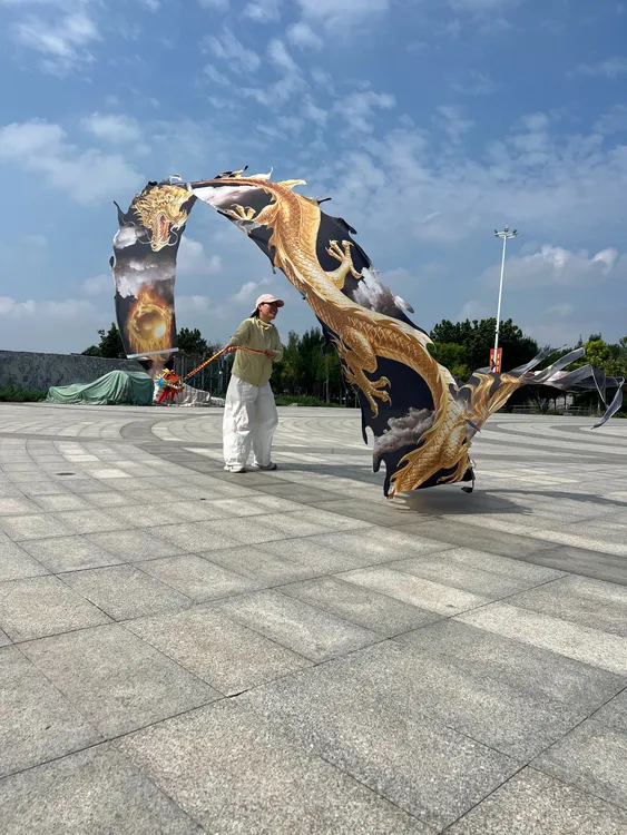 广场新款金龙健身舞龙精美彩带彩绸龙衣套装中老年单人舞龙道具