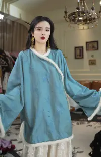 月畔湾【伴紫陌】新中式冬季棉服国风显瘦复古气质加绒上衣
