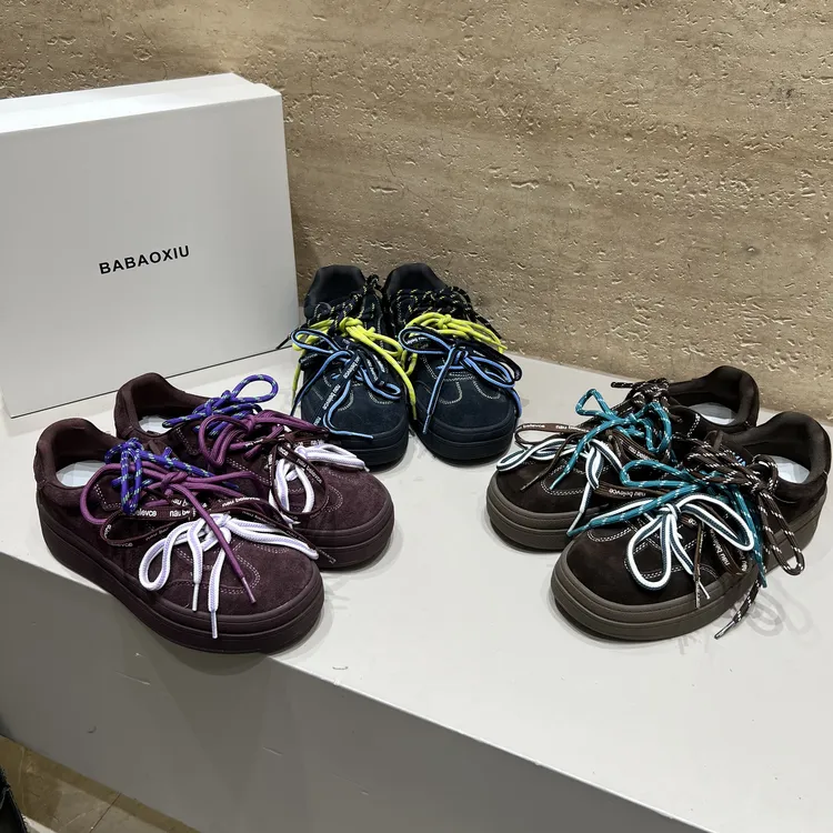 秋季新款女生休闲健步增高德训鞋系带时尚百搭潮流防滑女鞋软底