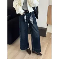 SP 韩版显瘦九分筒喇裤秋季高腰窄版显瘦垂感百搭牛仔裤搭配挂件