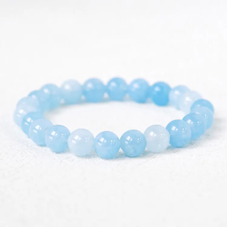 2025爆款卡8海蓝宝色玉髓手串小众首饰女款蓝色纯手工手作定制