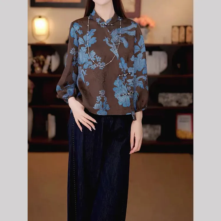 新中式国风女装知性风上衣2025早秋新款老钱风松弛感禅意唐装衬衫