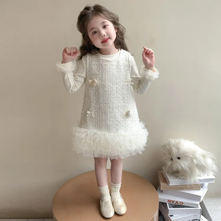 女童连衣裙加绒套装秋冬装2025新款儿童小香风背心裙洋气宝宝公主