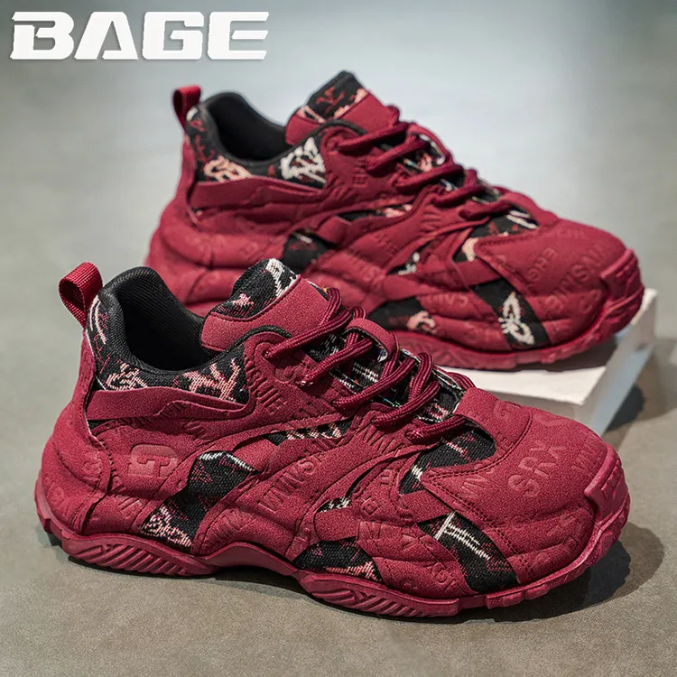 八哥红色本命年男鞋冬季欧洲站轻奢百搭内增高包底男士运动老爹鞋