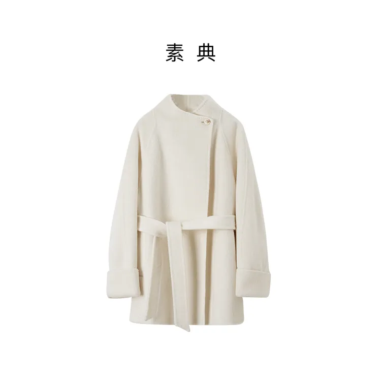 素典【月影】纯色秋冬毛呢外套双面呢呢大衣毛呢5662