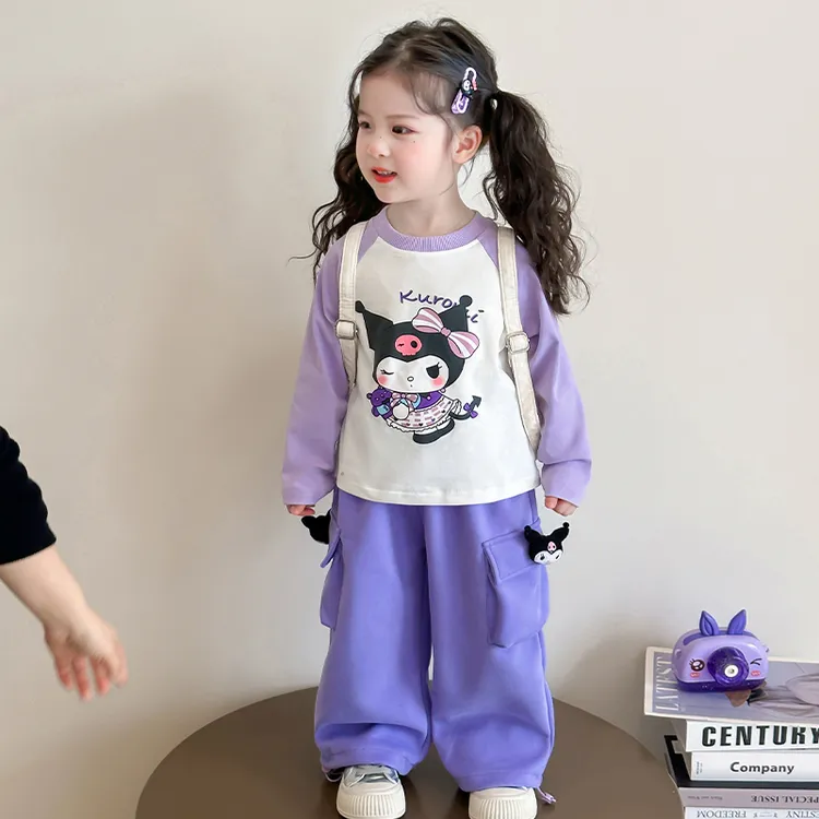 女童库洛米套装2025新款春季女孩韩版洋气时髦卫衣两件套女宝春装