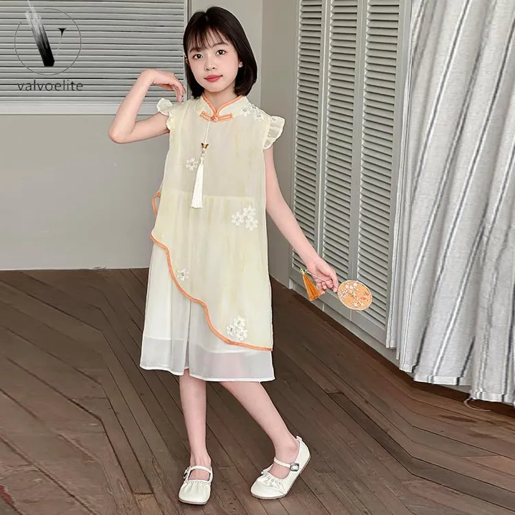 VALVOELITE女童夏装旗袍连衣裙新款儿童夏款国风裙子女孩洋气时尚