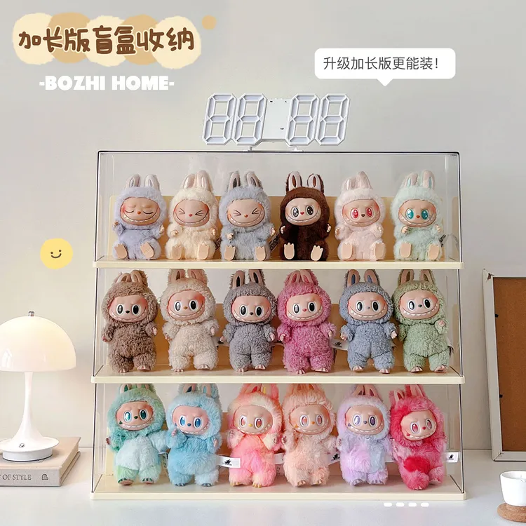 labubu展示盒透明盲盒收纳展示架适用于泡泡玛特拉布布手办展示柜