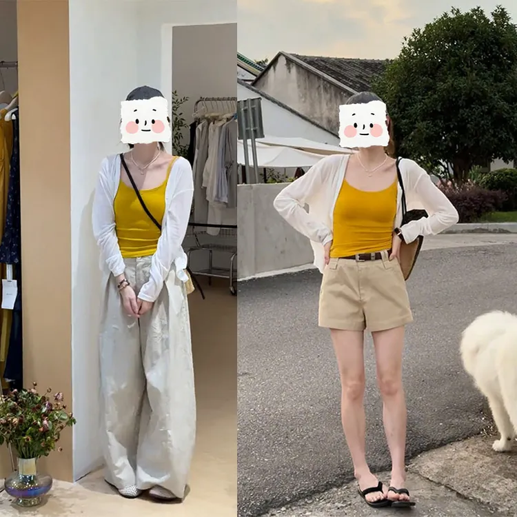 韩系甜美风小个子洋气百搭修身减龄防晒开衫内心休闲裤夏季三件套