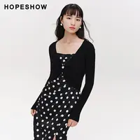 【小花专属】商场专柜款金属扣装饰V领套头针织衫89124090114