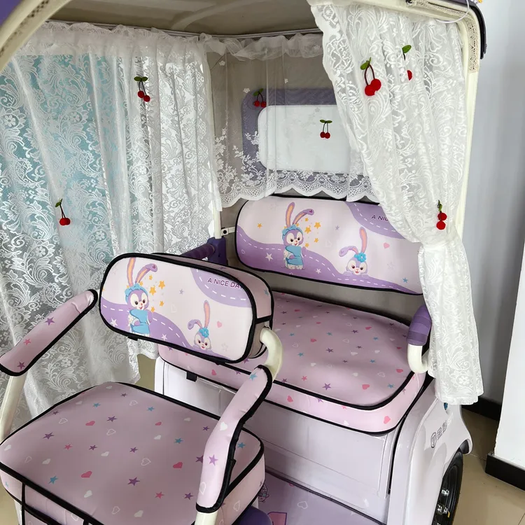 三轮车装饰纱帘魔术贴自粘款式通用纱帘