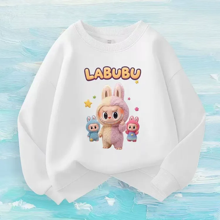 拉布布女童中大童儿童圆领卫衣2025春秋新款休闲衣服打底衫上衣潮