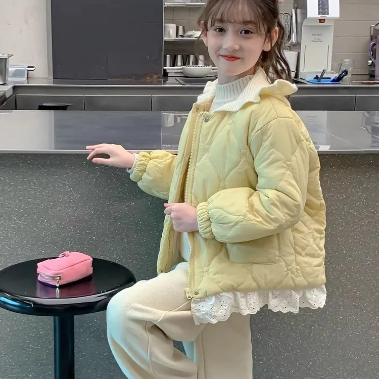 女童夹棉外套2025秋冬新款暖流行爆款儿童女孩冬装棉衣加厚衣服