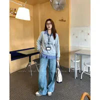 现货1033X大婉酱肉肉微胖定制【温柔香】早秋假两件拼接加绒卫衣