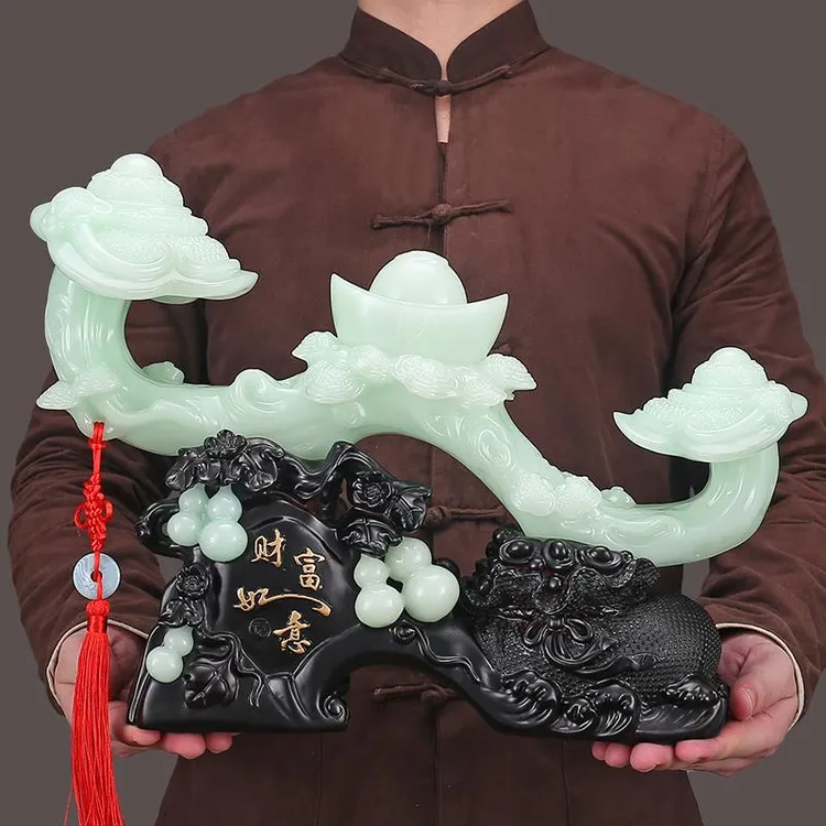 德国中式玉如意摆件元宝葫芦家居客厅入门玄关装饰品乔迁入伙新居